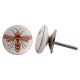 White Brown Bee Flat Ceramic Knob